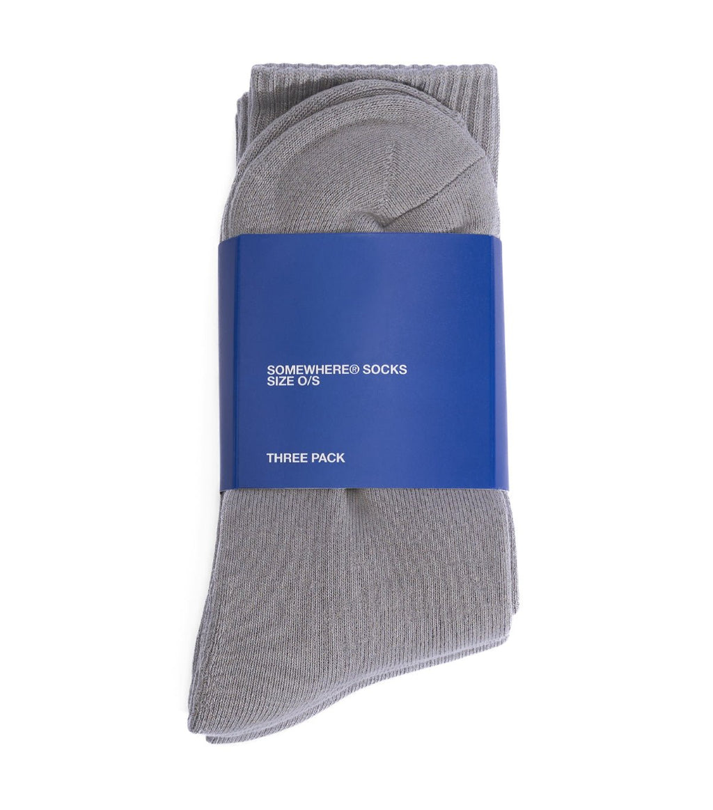 SOMEWHERE Original Crew Socks Grey (3 Pack)