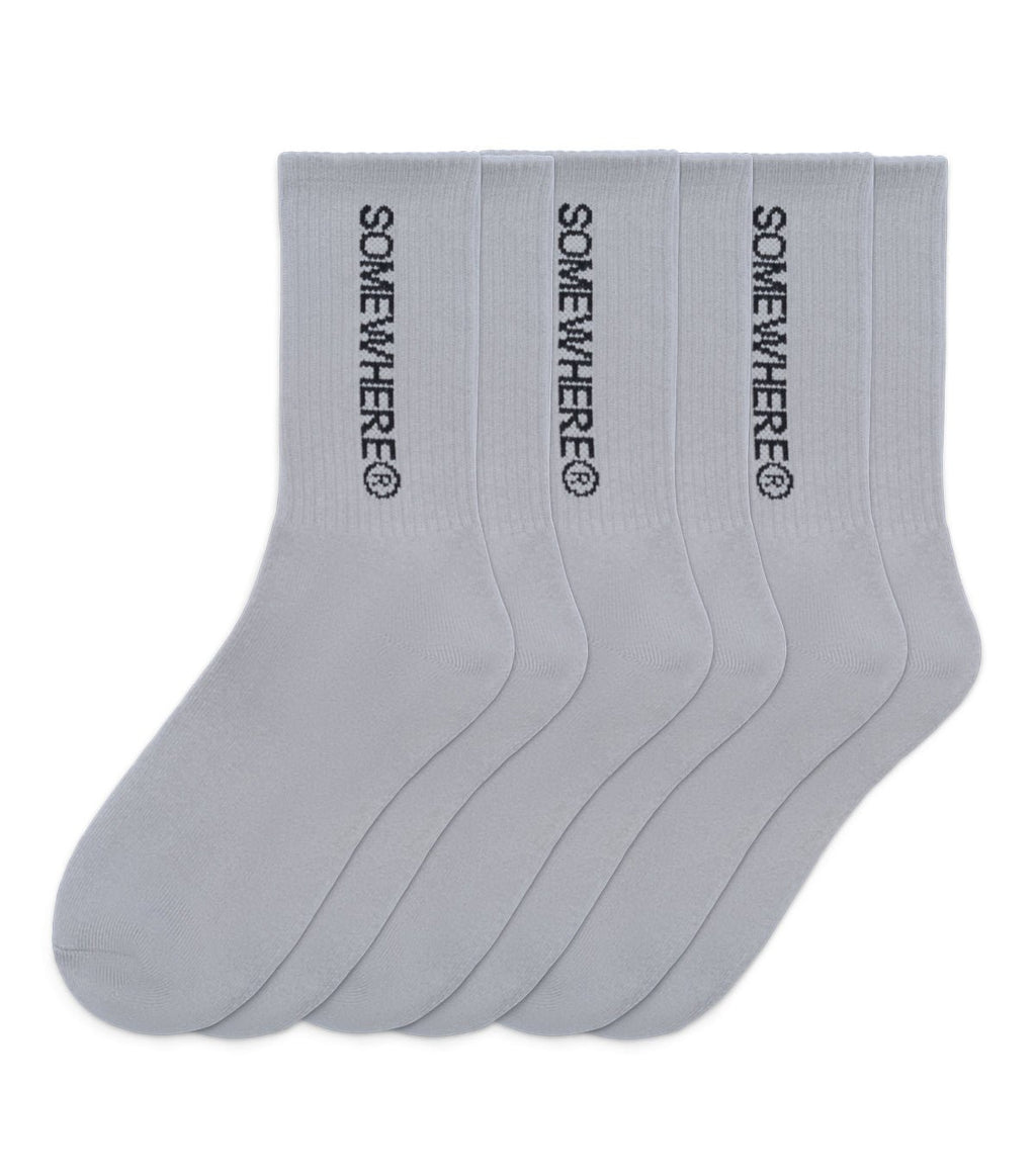 SOMEWHERE Original Crew Socks Grey (3 Pack)