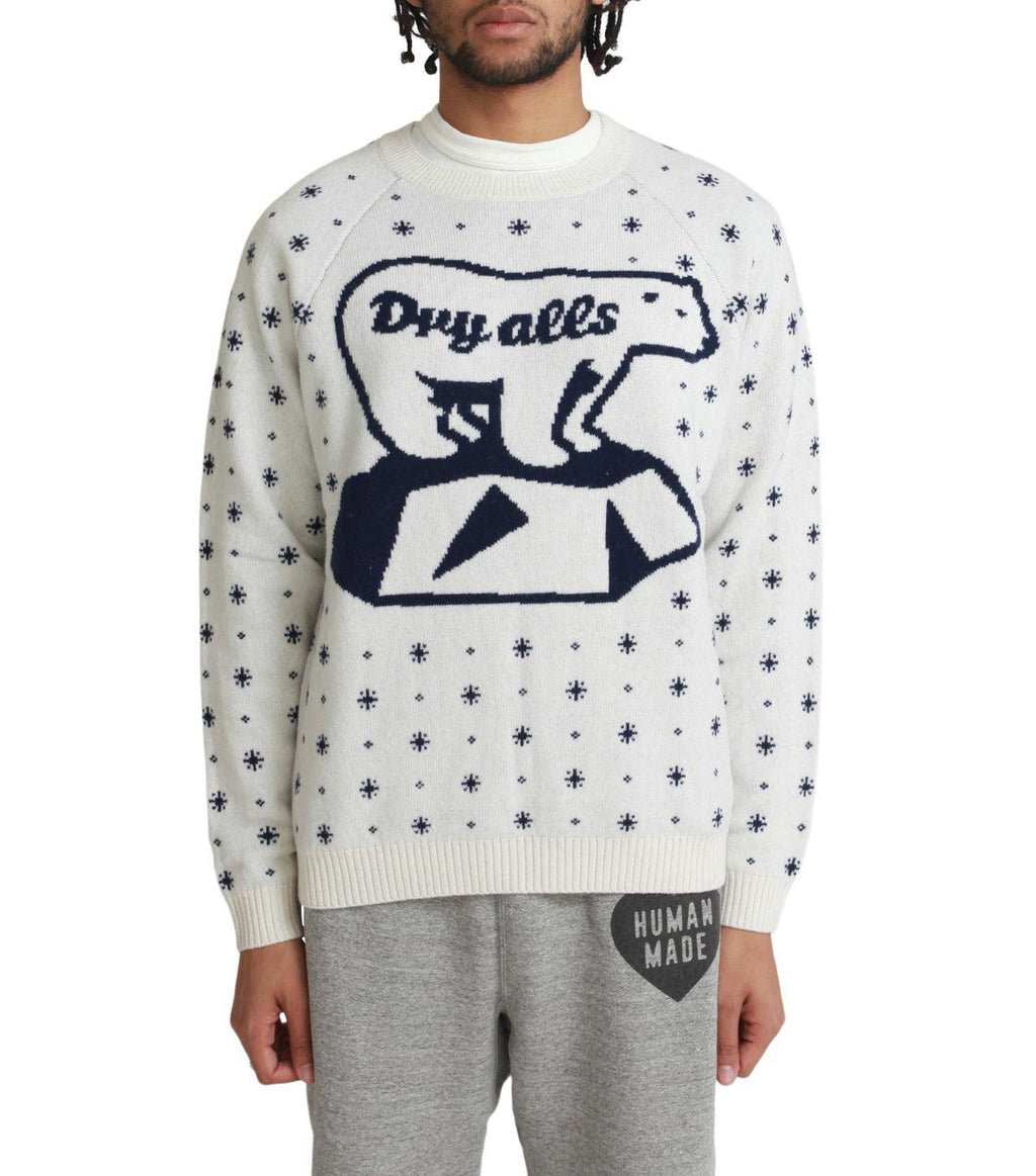 Human Made Polar Bear Jacquard Knit Sweater White | SOMEWHERE