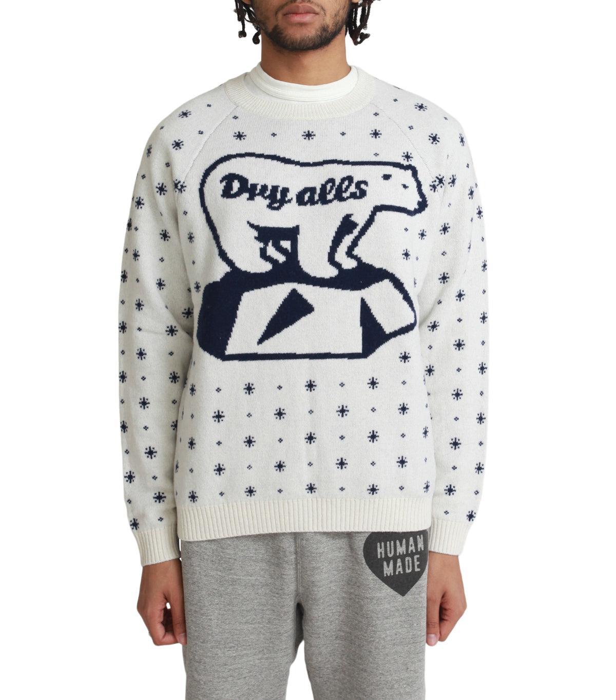 Human Made Polar Bear Jacquard Knit Sweater White | SOMEWHERE