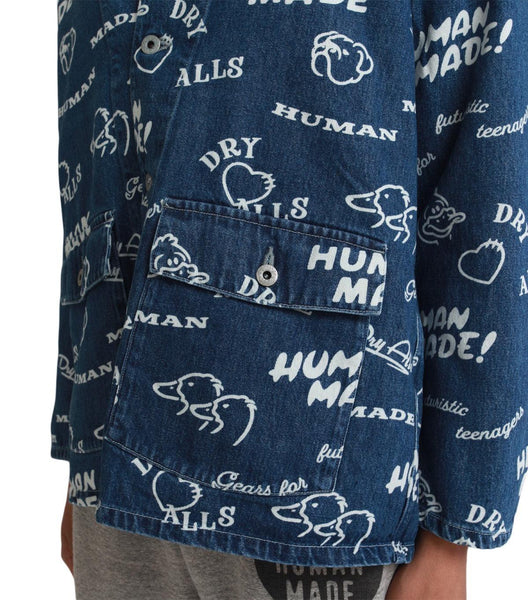 Human Made Printed Denim Coverall Jacket Indigo | SOMEWHERE
