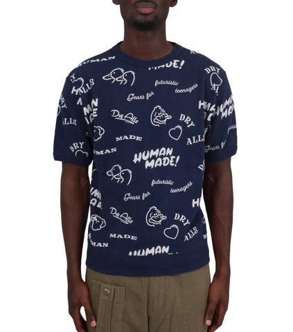 Human Made Printed S/S Sweatshirt Navy | SOMEWHERE®