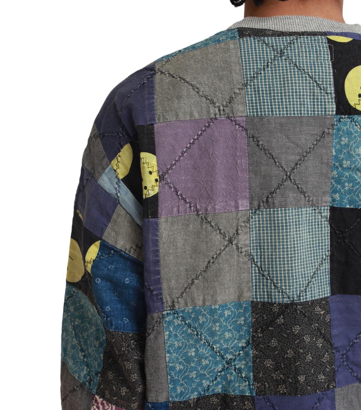 Kapital 12/-Gradrelle Sweater Knit x Rainbowy Quilt 2-Tone Big Sweater Grey | SOMEWHERE