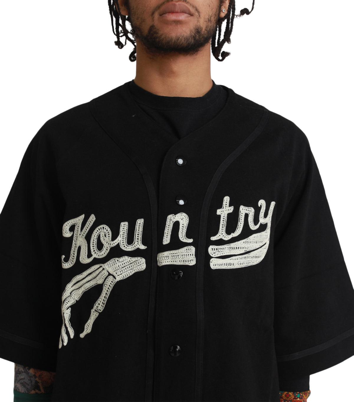 Kapital 16/-Densed Jersey Baseball Shirt Bone Black | SOMEWHERE