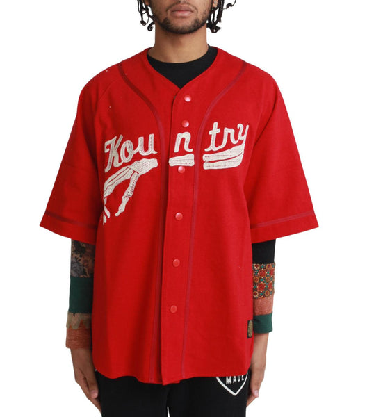 Kapital 16/-Densed Jersey Baseball Shirt Bone Red