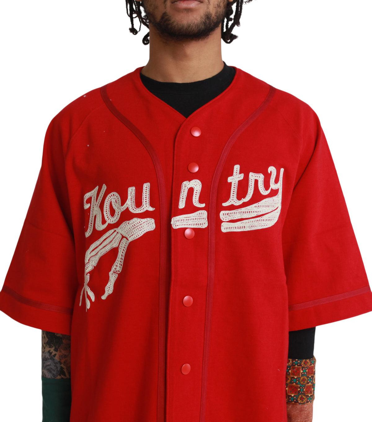 Kapital 16/-Densed Jersey Baseball Shirt Bone Red | SOMEWHERE