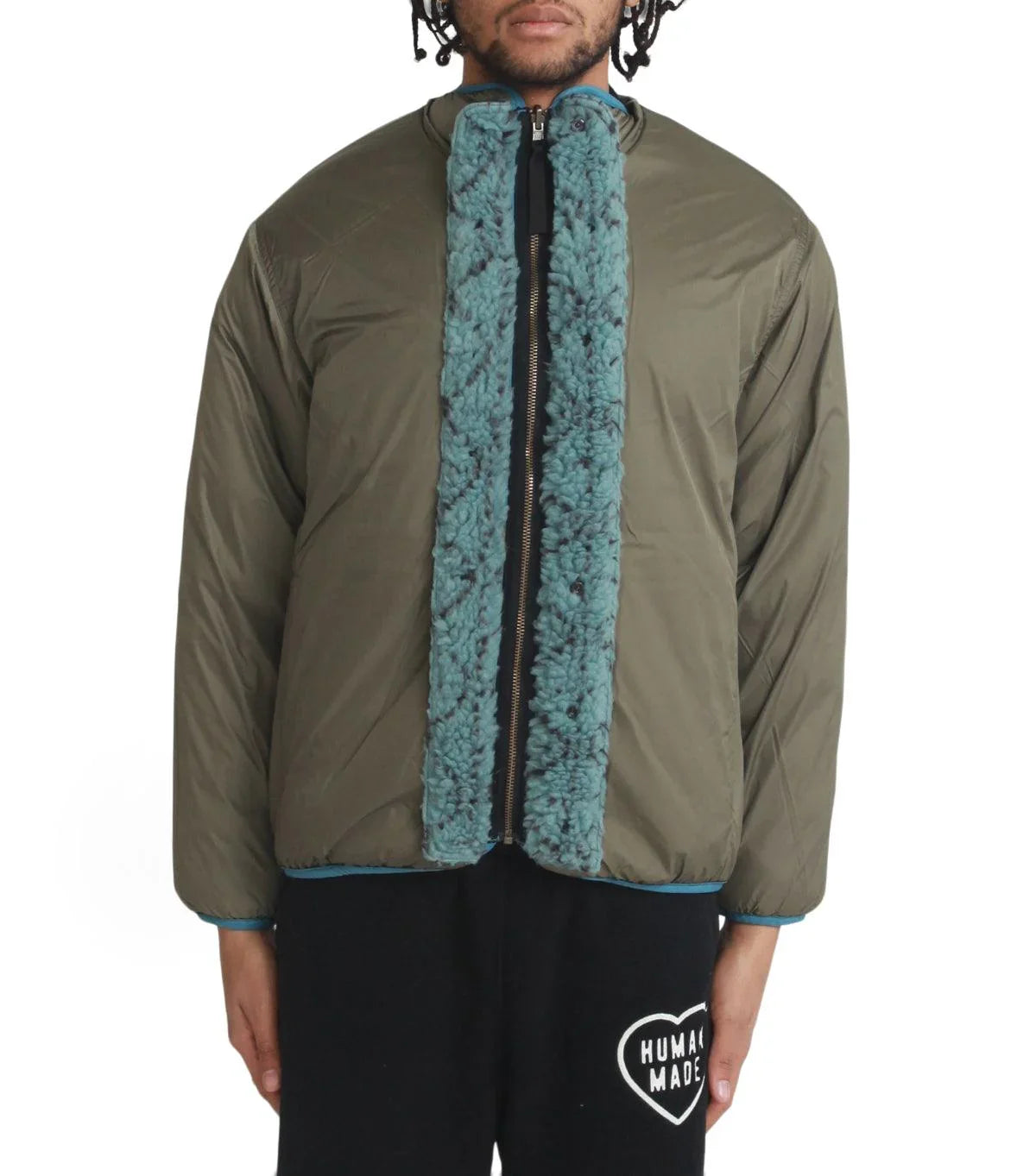 Kapital Do-Gi Sashiko Boa Fleece Reversible Blouson Blue | SOMEWHERE
