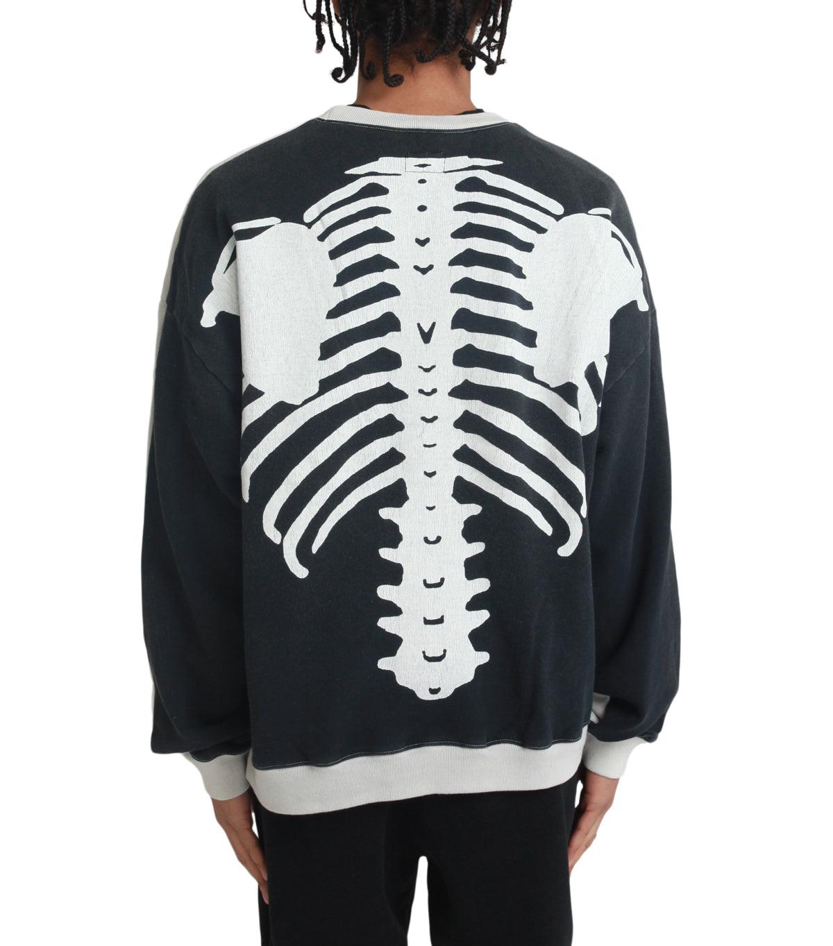 Kapital Fleece Knit 2Tones Remake Big Sweater Bone Beige Black | SOMEWHERE