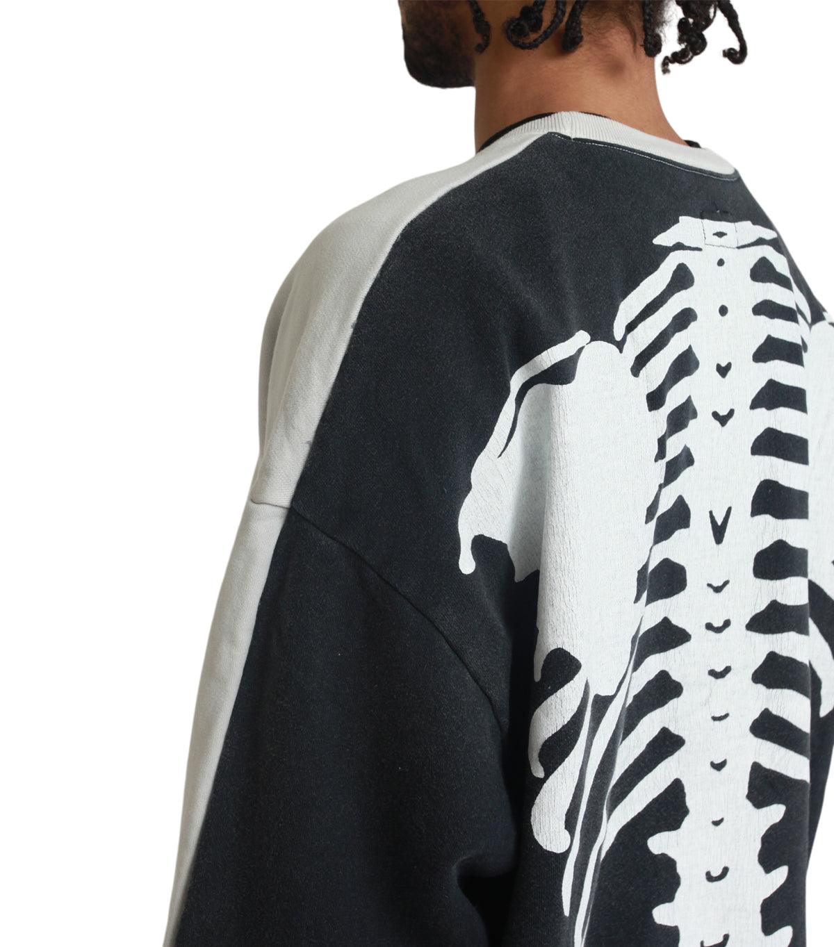 Kapital Fleece Knit 2Tones Remake Big Sweater Bone Beige Black | SOMEWHERE