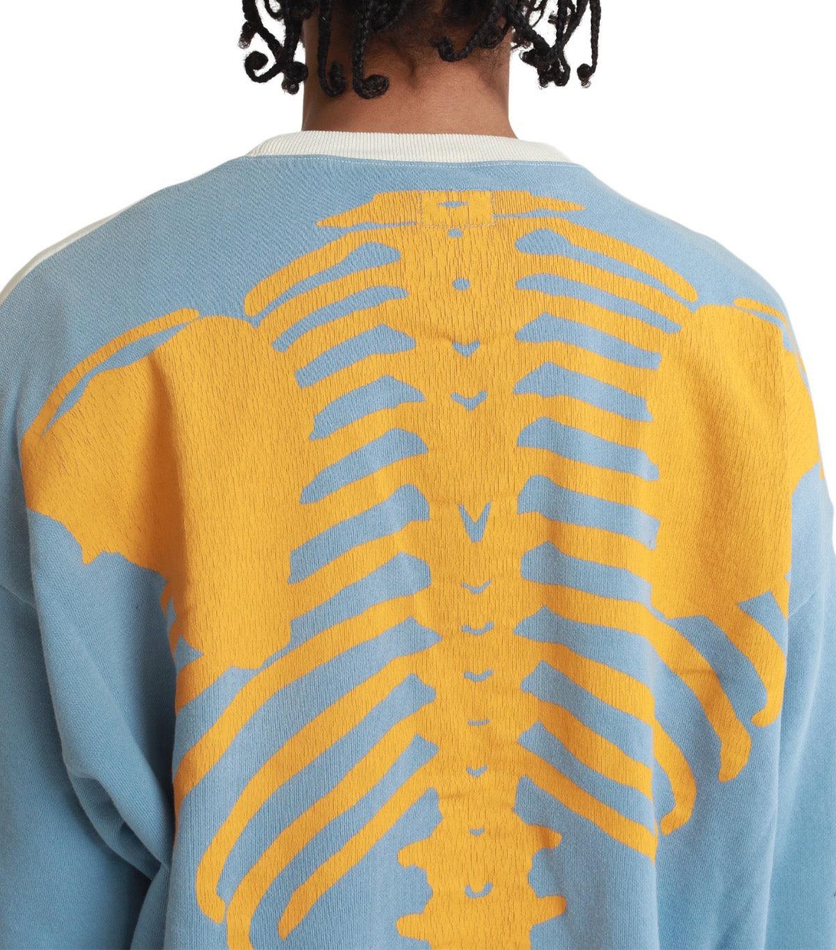 Kapital Fleece Knit 2Tones Remake Big Sweater Bone Beige Blue | SOMEWHERE