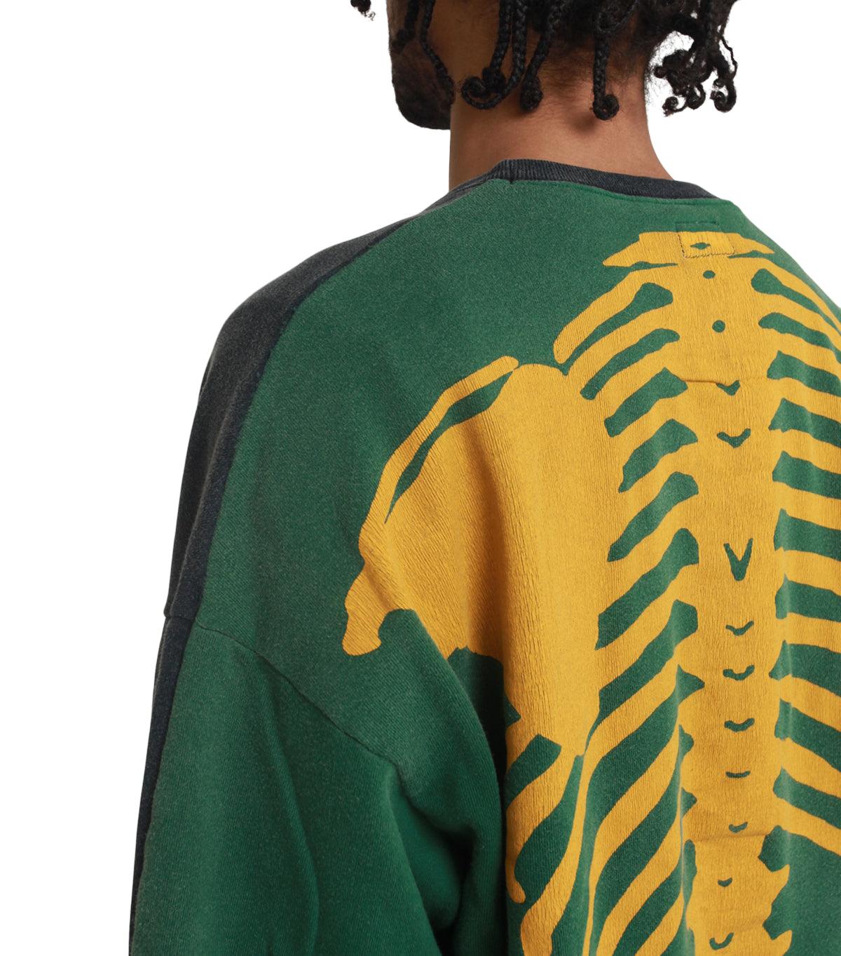 Kapital Fleece Knit 2Tones Remake Big Sweater Bone Black Green | SOMEWHERE