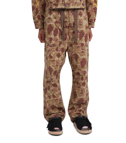 Kapital Herringbone Happy Peek-A-Boo Camo Easy Pants Beige