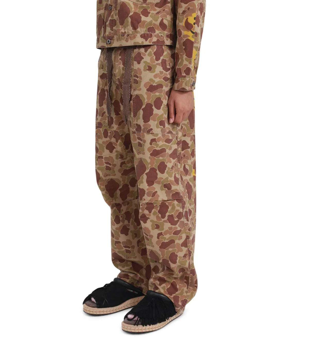 Kapital Herringbone Happy Peek-A-Boo Camo Easy Pants Beige | SOMEWHERE