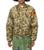 Kapital Rayon Satin Quilting Camo Sham Bomber Jacket (Beautiful Vietnam) Khaki | SOMEWHERE