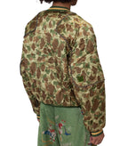 Kapital Rayon Satin Quilting Camo Sham Bomber Jacket (Beautiful Vietnam) Khaki | SOMEWHERE
