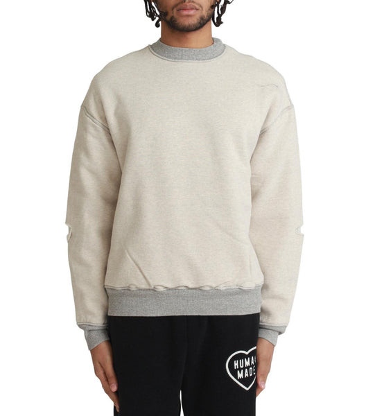 Kapital Top Sweater Knit Reversible Elbow-Rip Sweater Coneybowy Ecru Grey