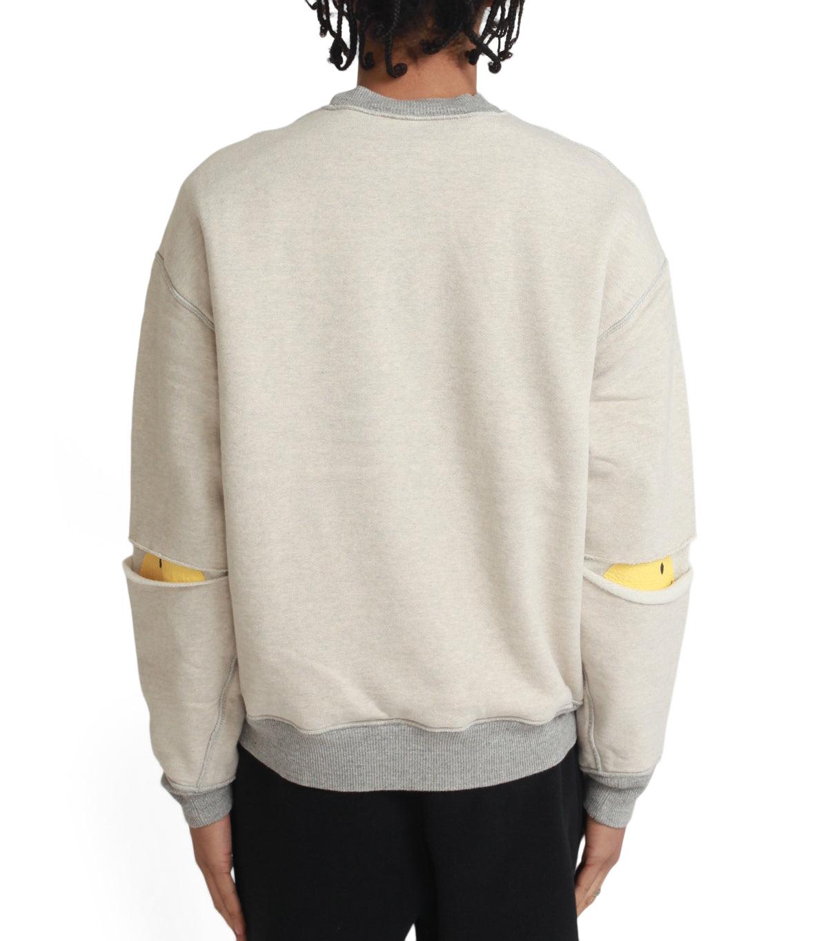 Kapital Top Sweater Knit Reversible Elbow-Rip Sweater Coneybowy Ecru Grey | SOMEWHERE