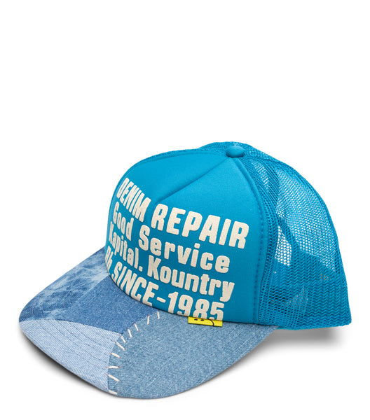 Kapital Denim Repair Service Denim Reconstruction Truck Cap Turquoise