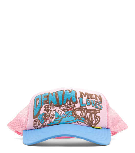 Kapital Denim Men Love Cats Trucker Cap Pink Blue