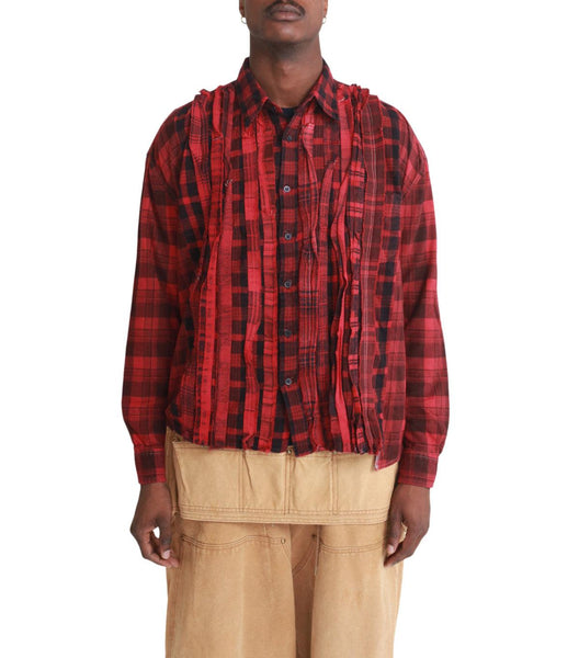 Needles Flannel Shirt Ribbon Wide Over Dye Red