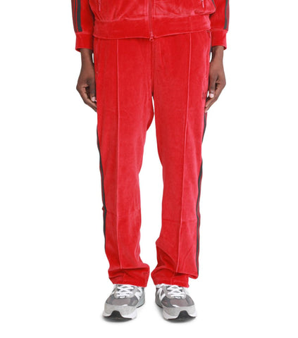 Needles Narrow Velour Track Pant Red | SOMEWHERE®