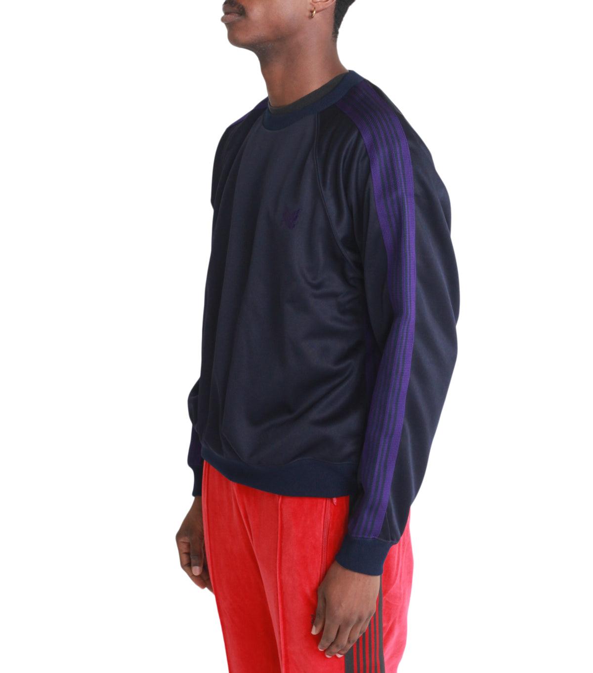 Needles Track Crew Neck Shirt Poly Smooth Navy