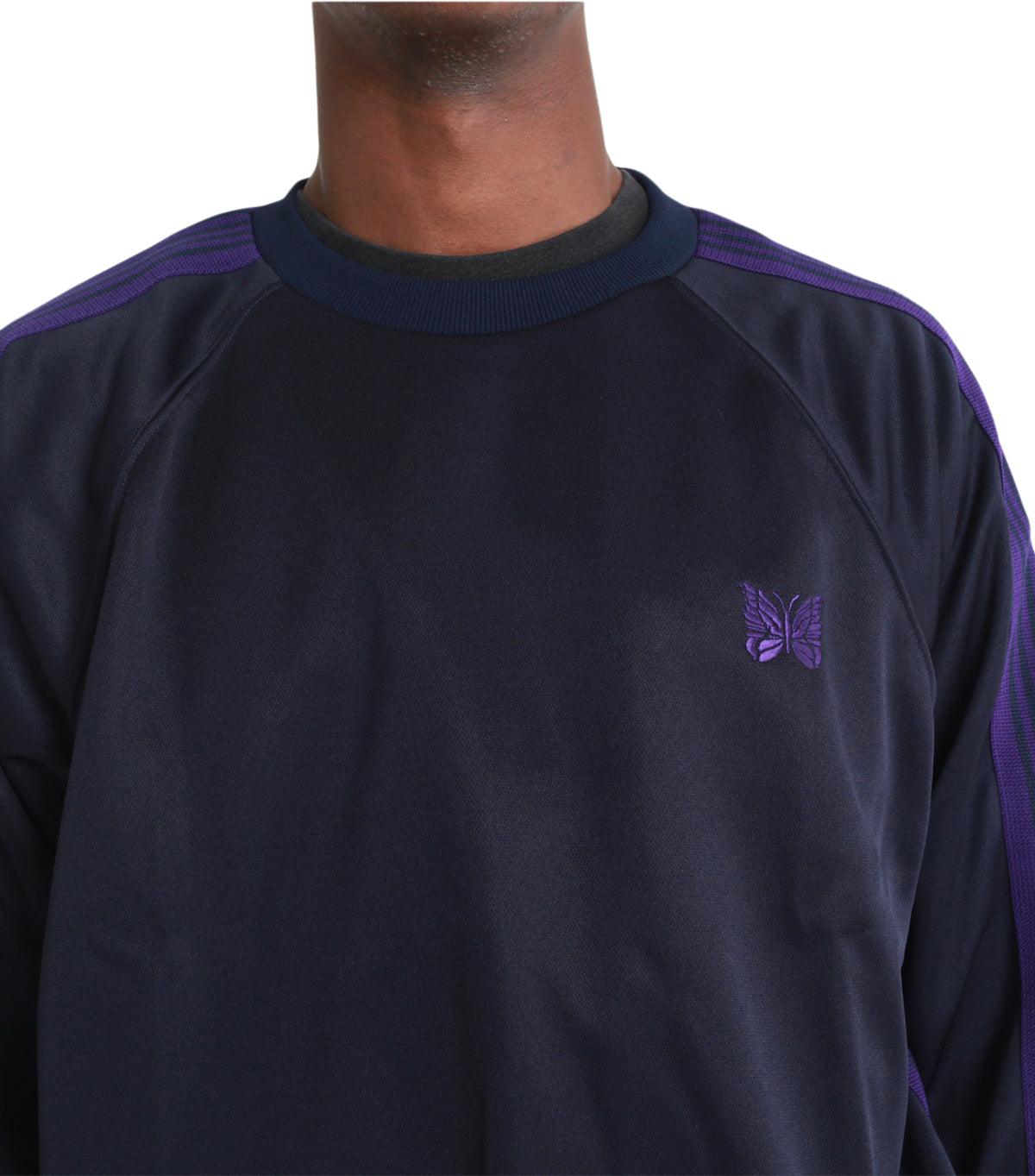 Needles Track Crew Neck Shirt Poly Smooth Navy