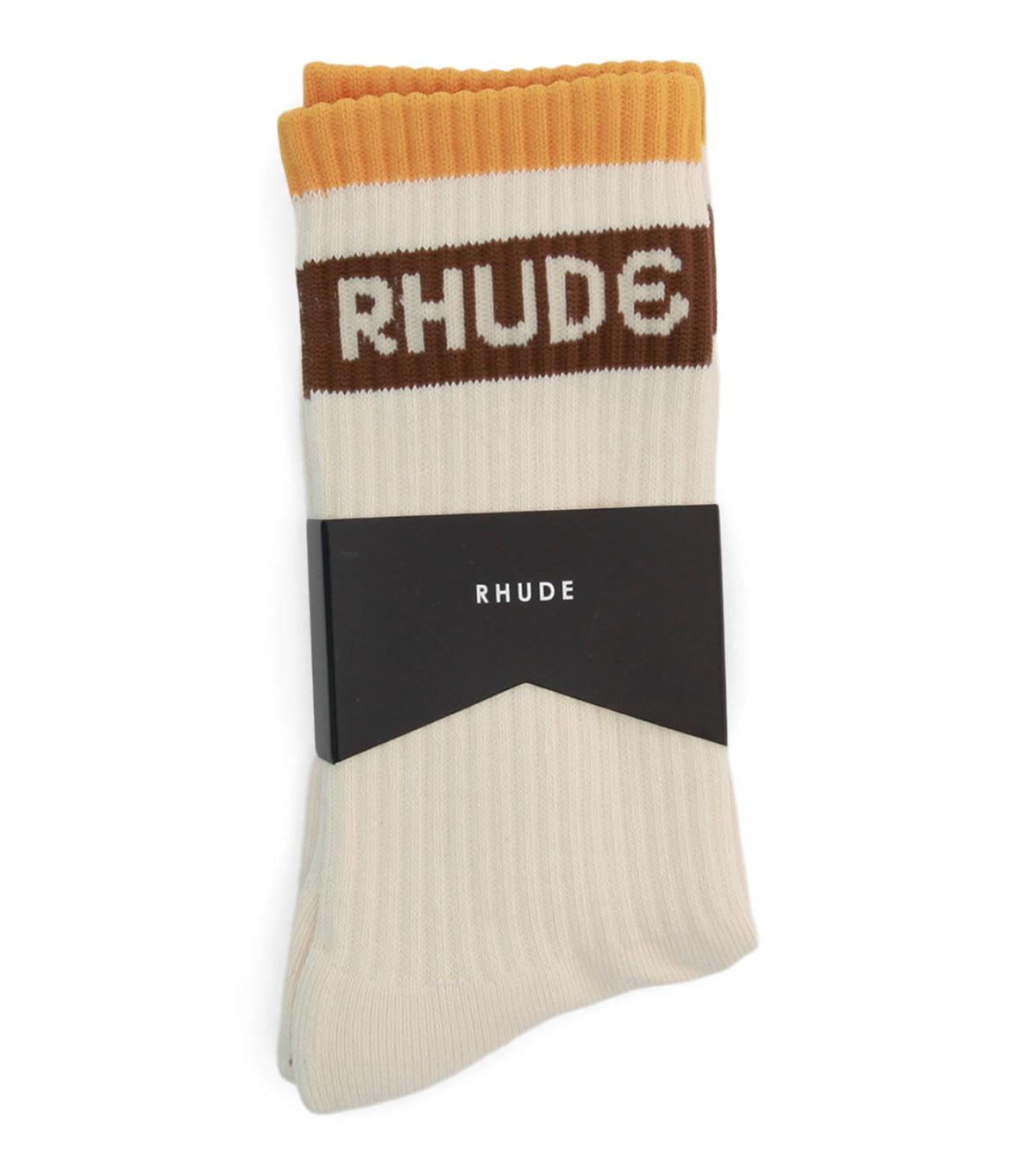 Rhude Stripe Logo Sock Cream