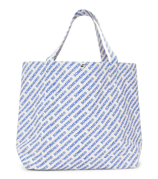 SOMEWHERE Multi Logo Tote Bag Blue | SOMEWHERE
