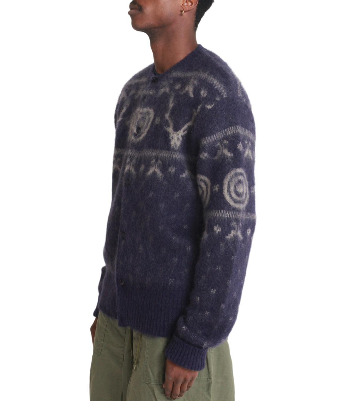 South2 West8 Loose Fit Crew Neck Cardigan Purple | SOMEWHERE