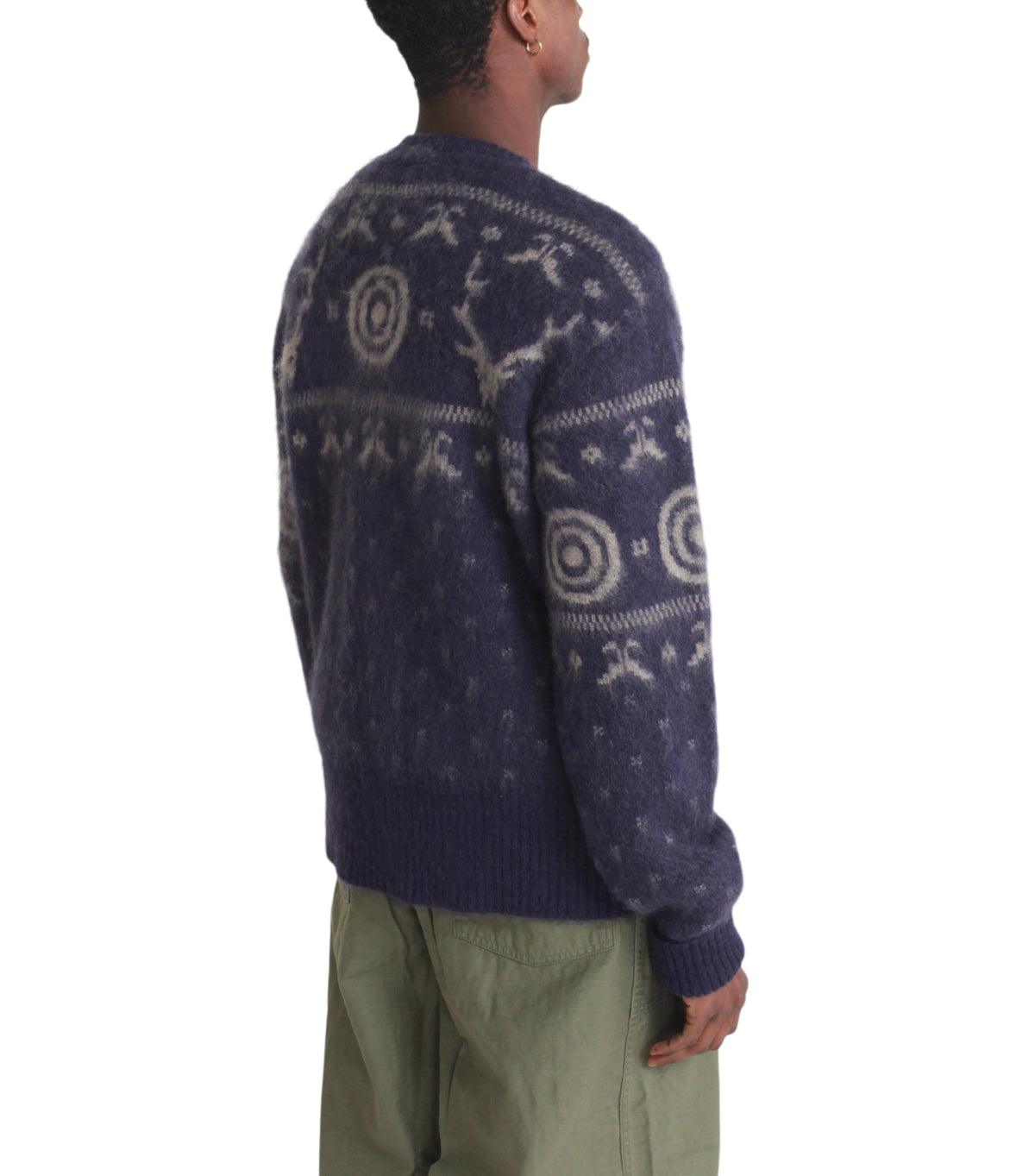 South2 West8 Loose Fit Crew Neck Cardigan Purple | SOMEWHERE