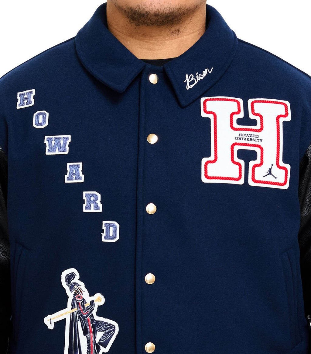 Jordan x Howard University Varsity Jacket Blue - SOMEWHERE
