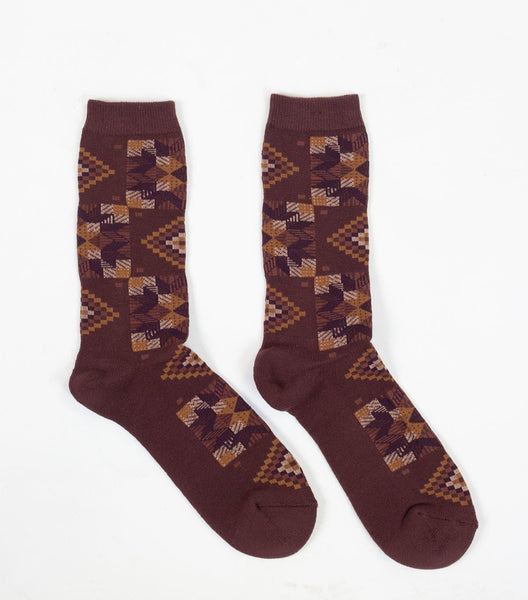 Anonymous Ism American Quilt Crew Sock Brown