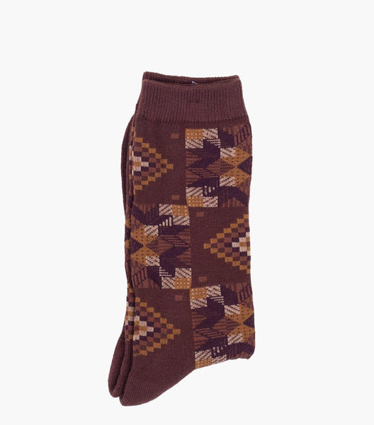 Anonymous Ism American Quilt Crew Sock Brown | SOMEWHERE
