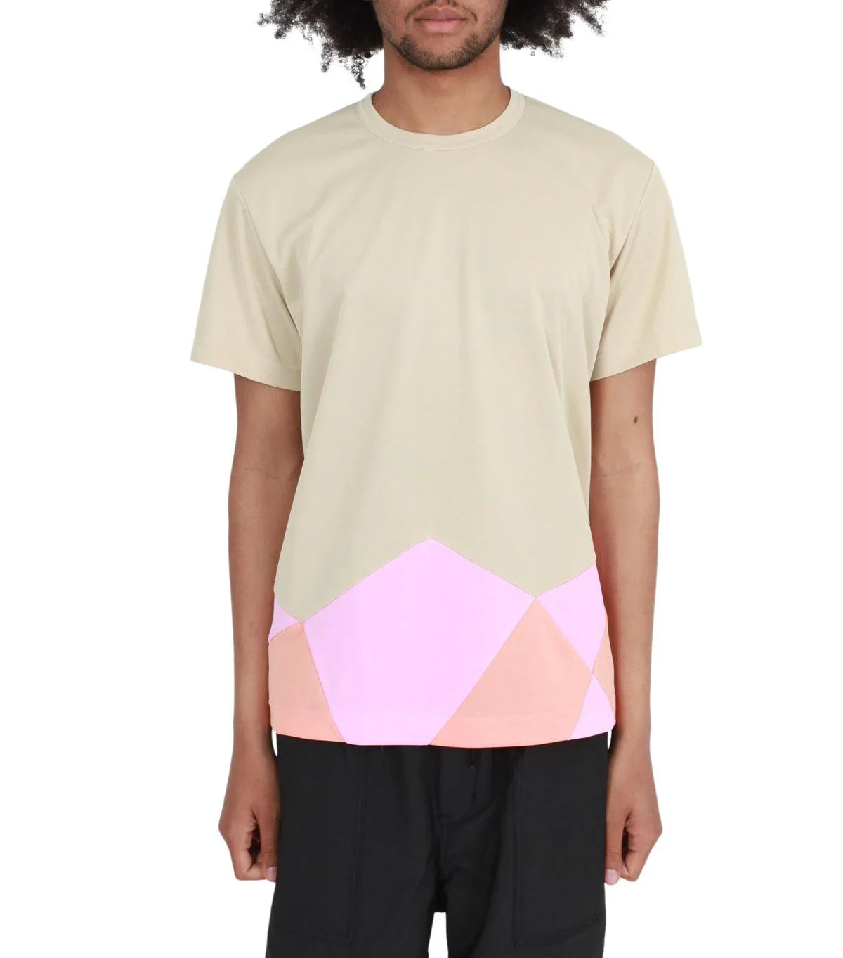 CdG Homme Plus Asymmetrical T-Shirt Tan Multi | SOMEWHERE