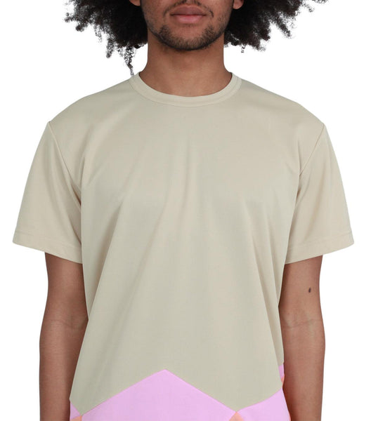 CdG Homme Plus Asymmetrical T-Shirt Tan Multi | SOMEWHERE