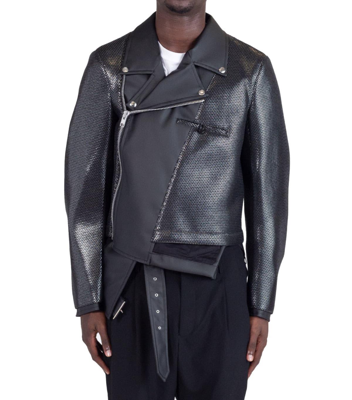 Black Comme Des Garçons belted sleeveless biker jacket
