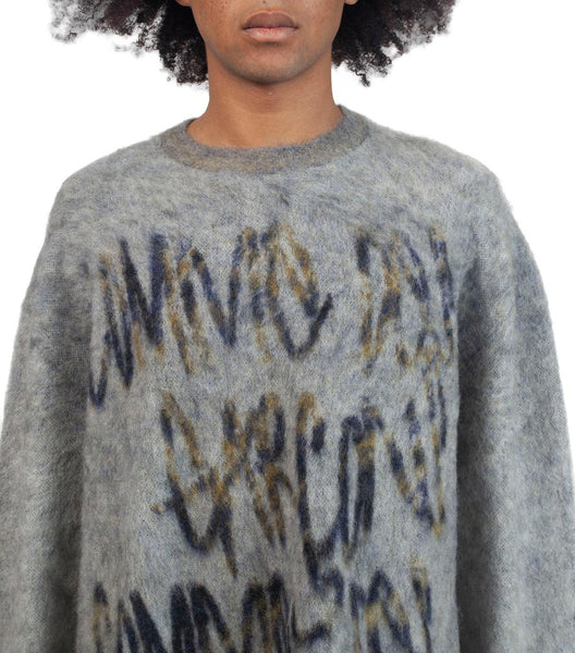 CdG Homme Plus Printed Sweater Grey | SOMEWHERE