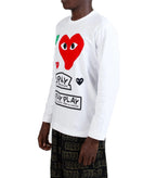 CdG PLAY Graphic Long Sleeve T-Shirt White | SOMEWHERE