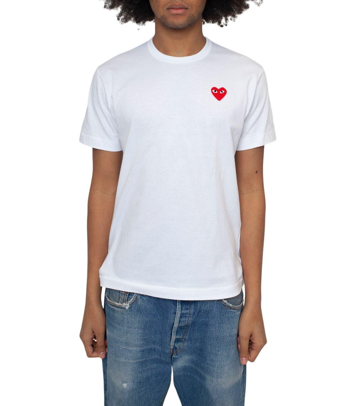 CdG PLAY Red Heart T-Shirt White | SOMEWHERE