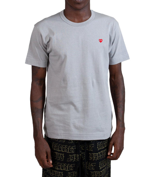 CdG PLAY Small Red Heart T-Shirt Grey