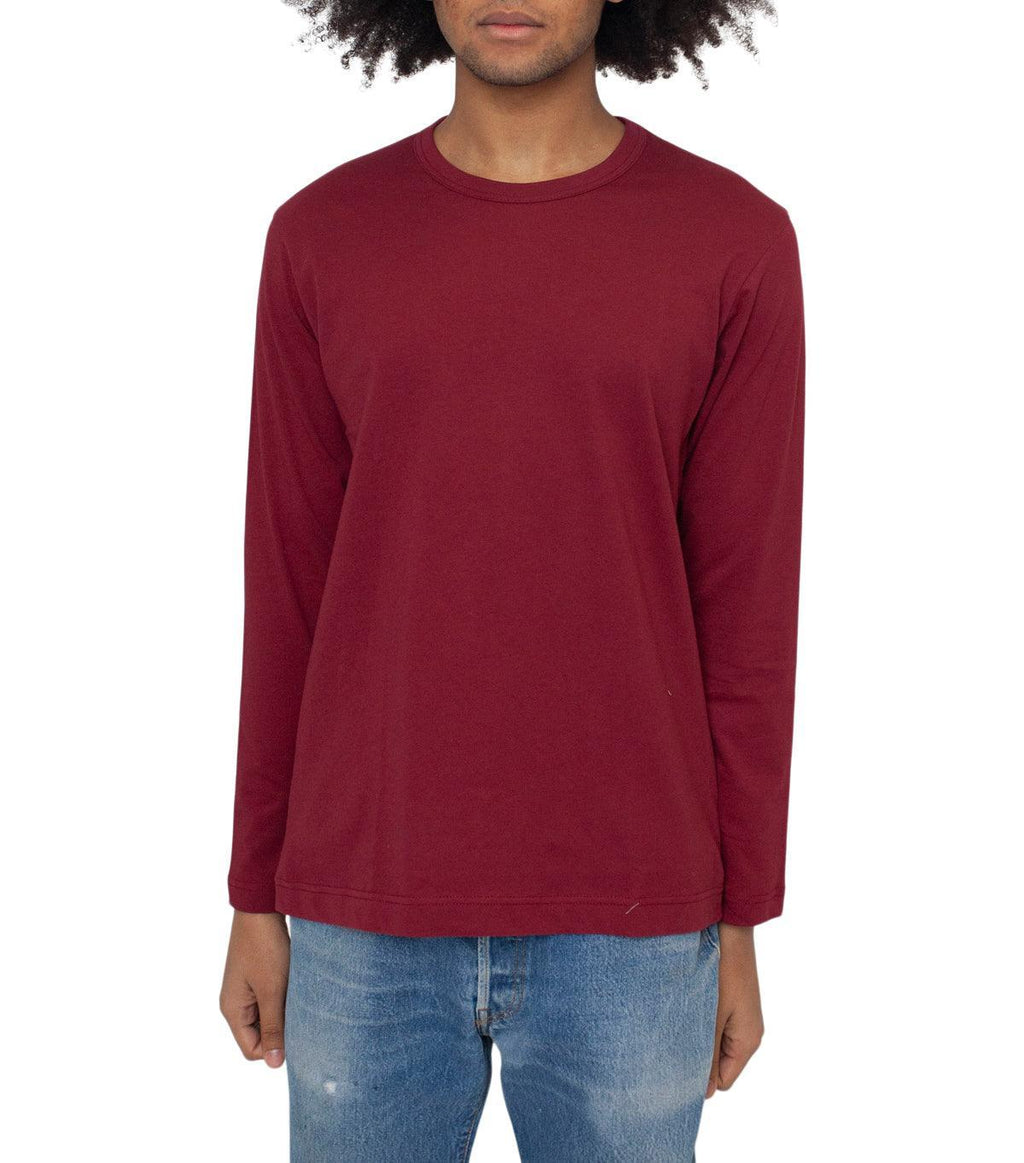 CdG SHIRT Rear Logo Long Sleeve T-Shirt Burgundy | SOMEWHERE