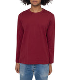 CdG SHIRT Rear Logo Long Sleeve T-Shirt Burgundy | SOMEWHERE