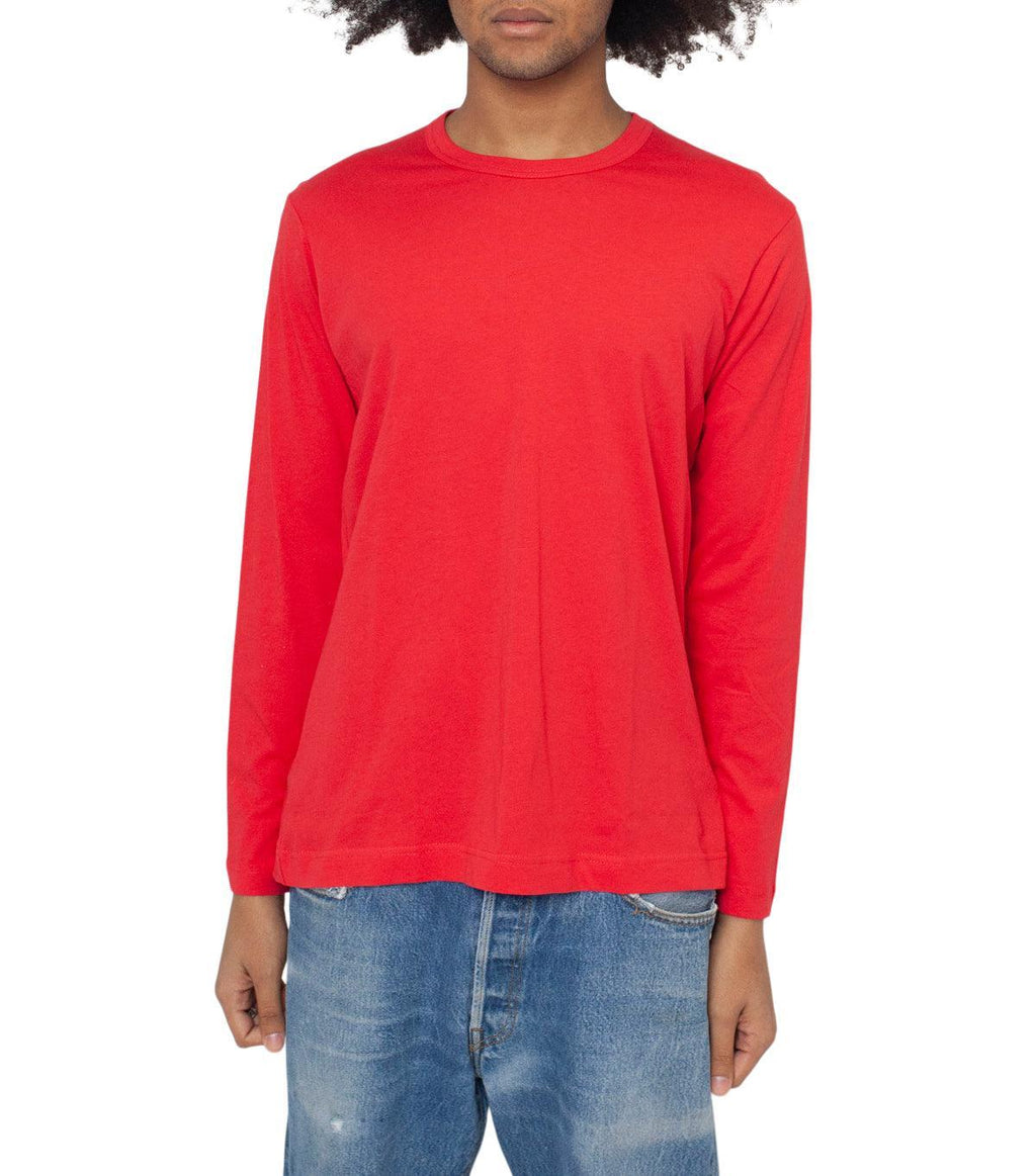 CdG SHIRT Rear Logo Long Sleeve T-Shirt Red | SOMEWHERE