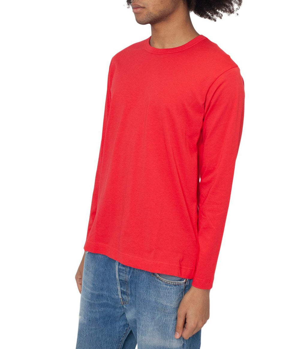 CdG SHIRT Rear Logo Long Sleeve T-Shirt Red | SOMEWHERE