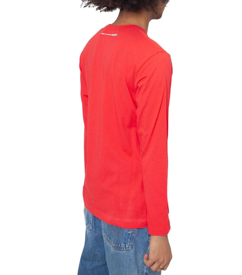 CdG SHIRT Rear Logo Long Sleeve T-Shirt Red | SOMEWHERE