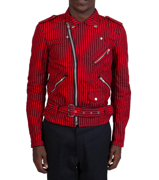 CdG SHIRT Striped Woven Jacket Red