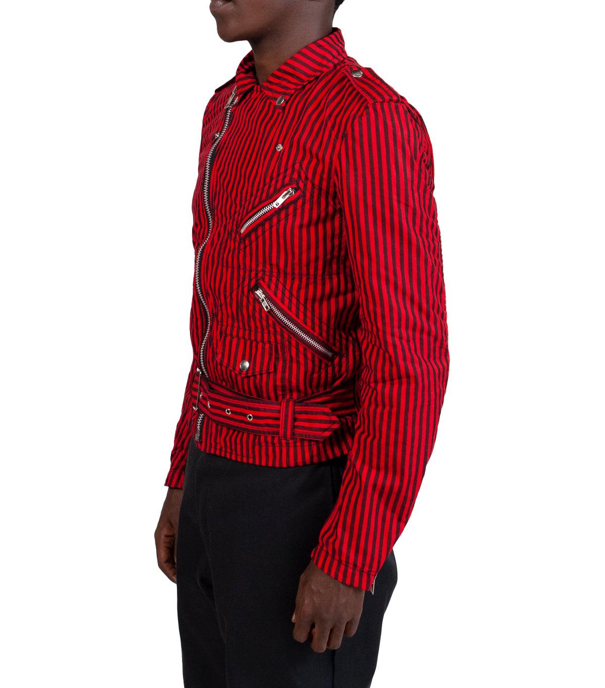 CdG SHIRT Striped Woven Jacket Red | SOMEWHERE