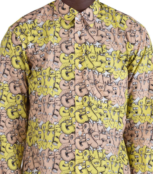 CdG SHIRT x Kaws Button Up Shirt Yellow | SOMEWHERE