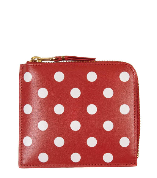 CdG Wallet Dots Printed Leather Line Red